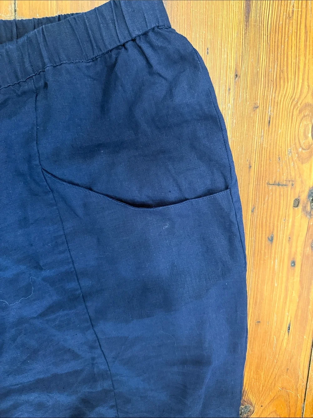 Quince 100% European Linen Tapered Ankle Pant Deep Navy Size Large